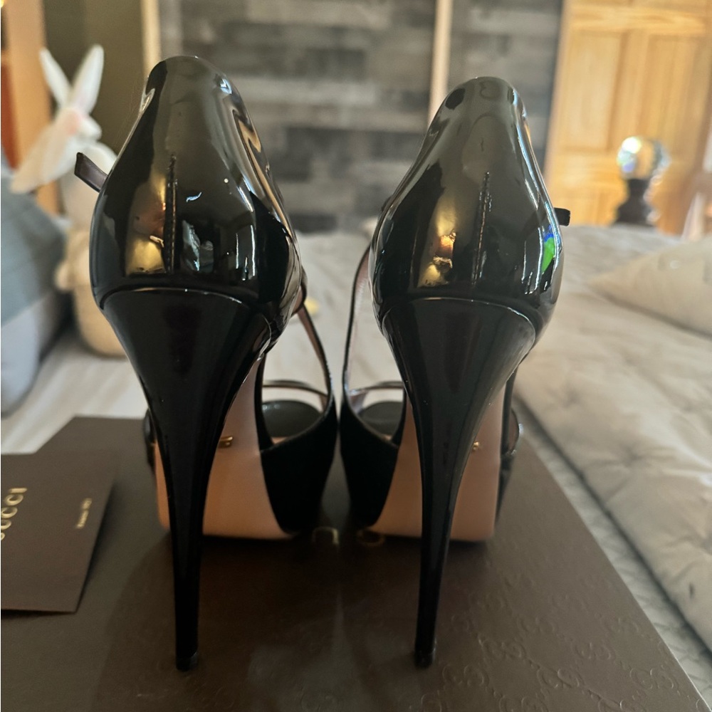 Gucci Black Patent Leather Platform Stiletto Heels - Picture 3 of 5